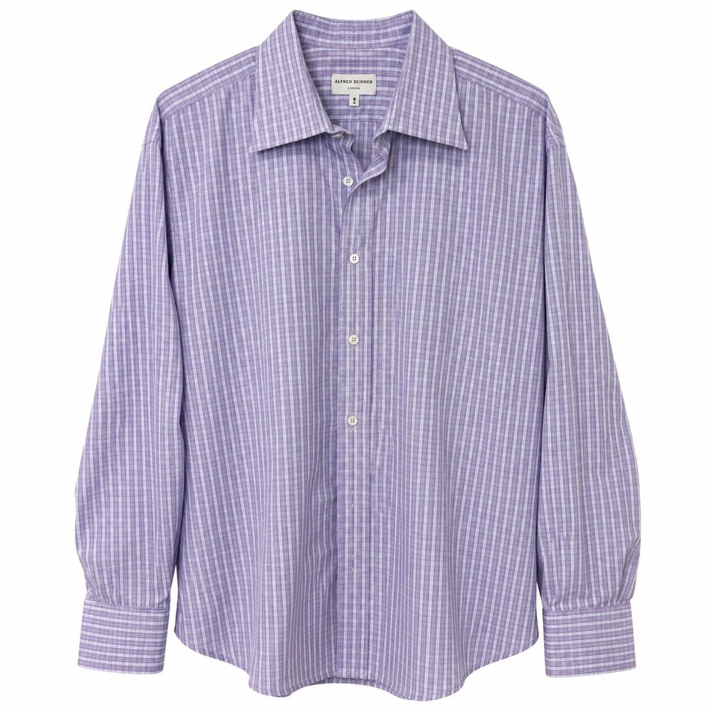 Alfred Dunhill London Purple Stripe Button Down Dress Shirt Men's 18 Large